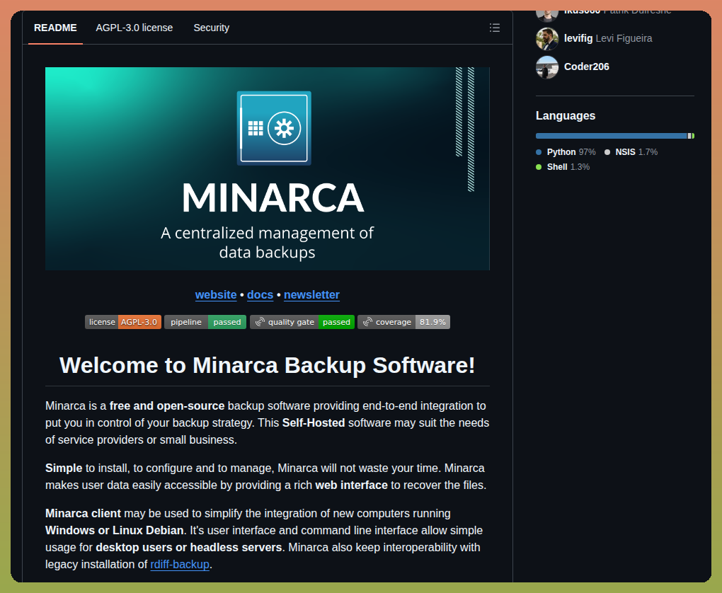 Ikus060 Minarca screenshot