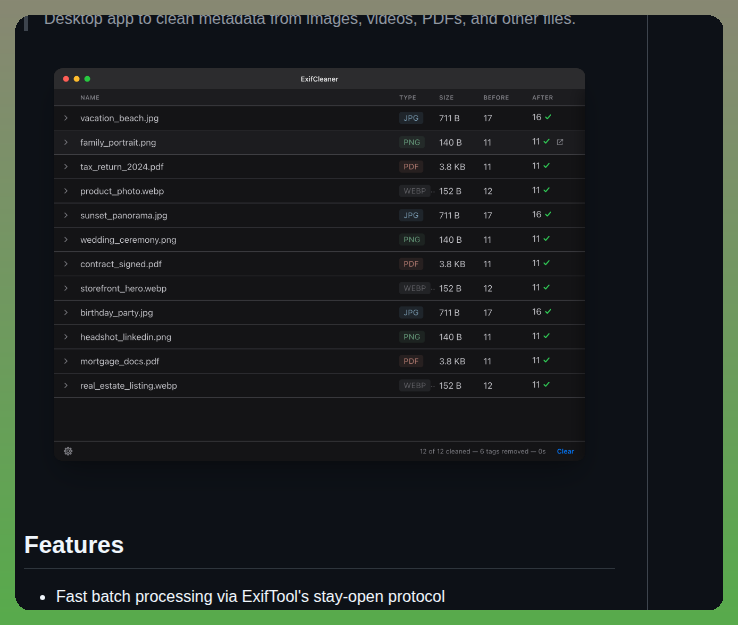 Sztheory Exifcleaner screenshot