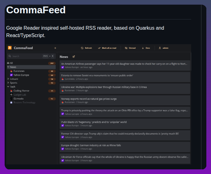 Athou Commafeed screenshot