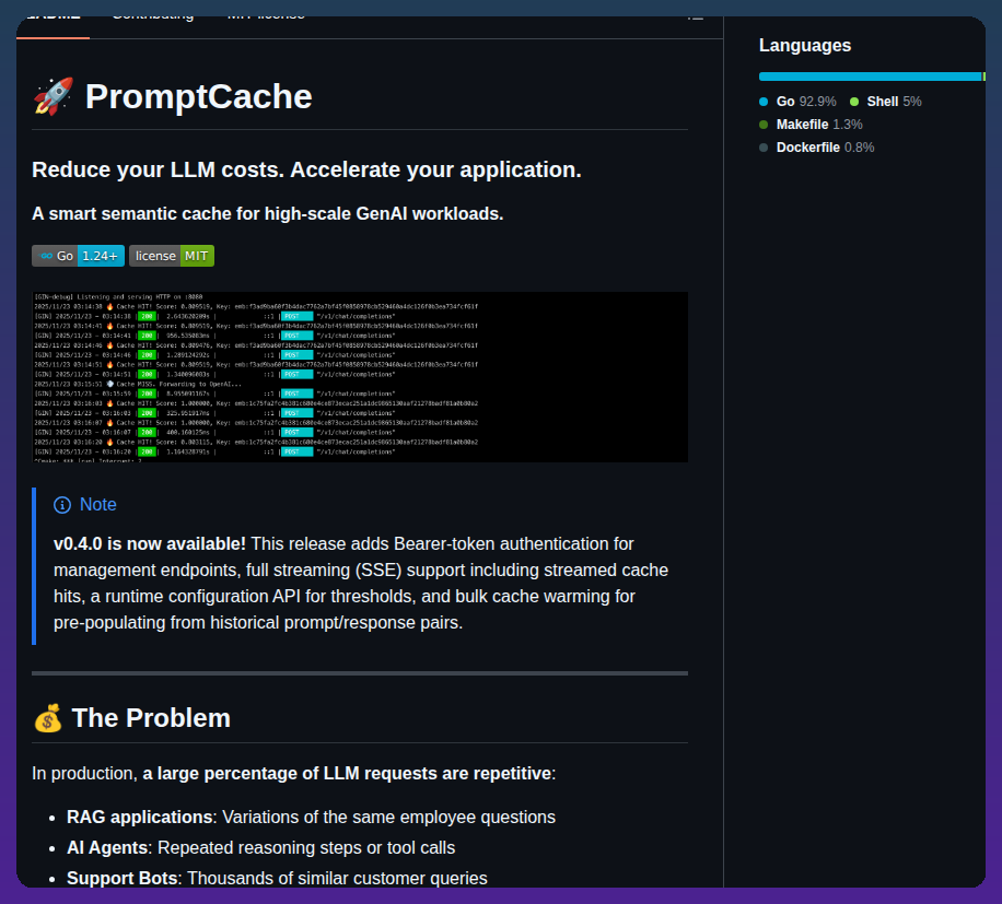 Messkan Prompt Cache screenshot