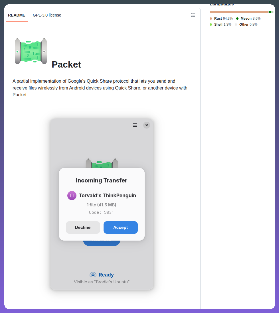 Nozwock Packet screenshot