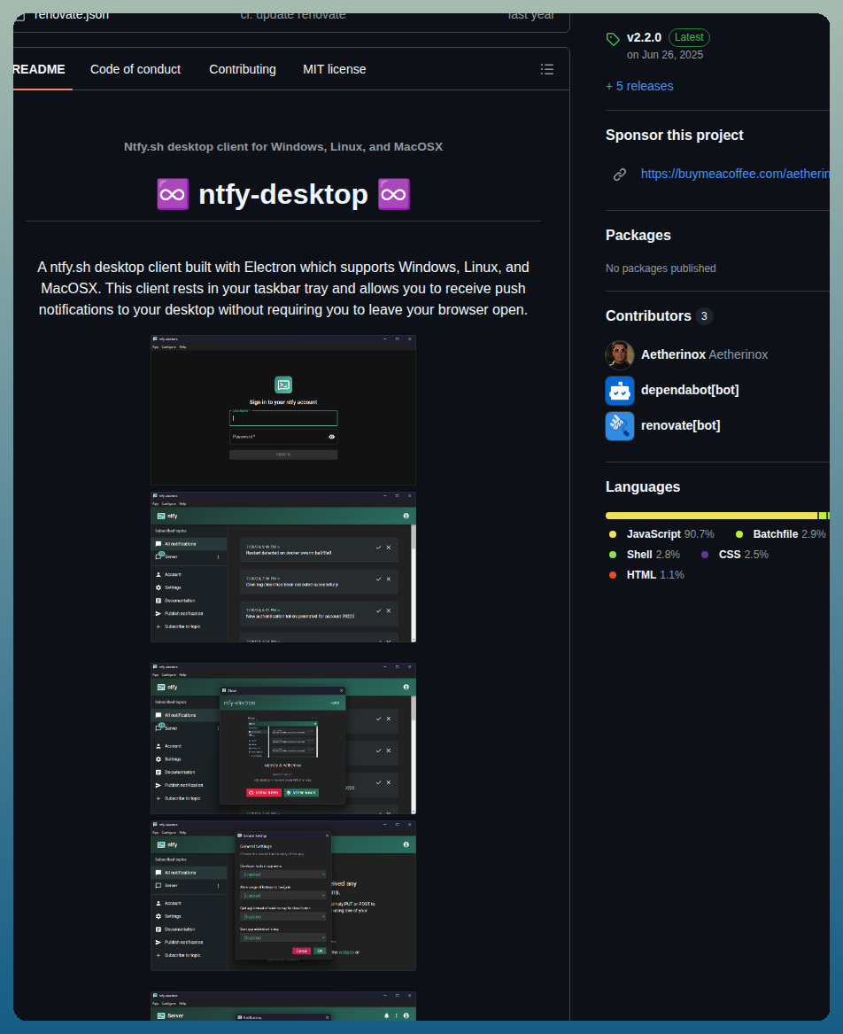Aetherinox Ntfy Desktop screenshot