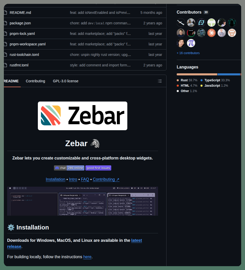 Glzr Io Zebar screenshot