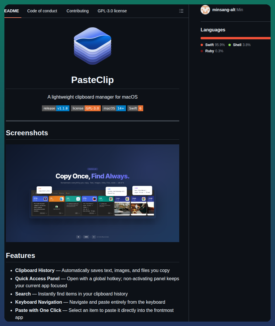 Minsang Alt Pasteclip screenshot