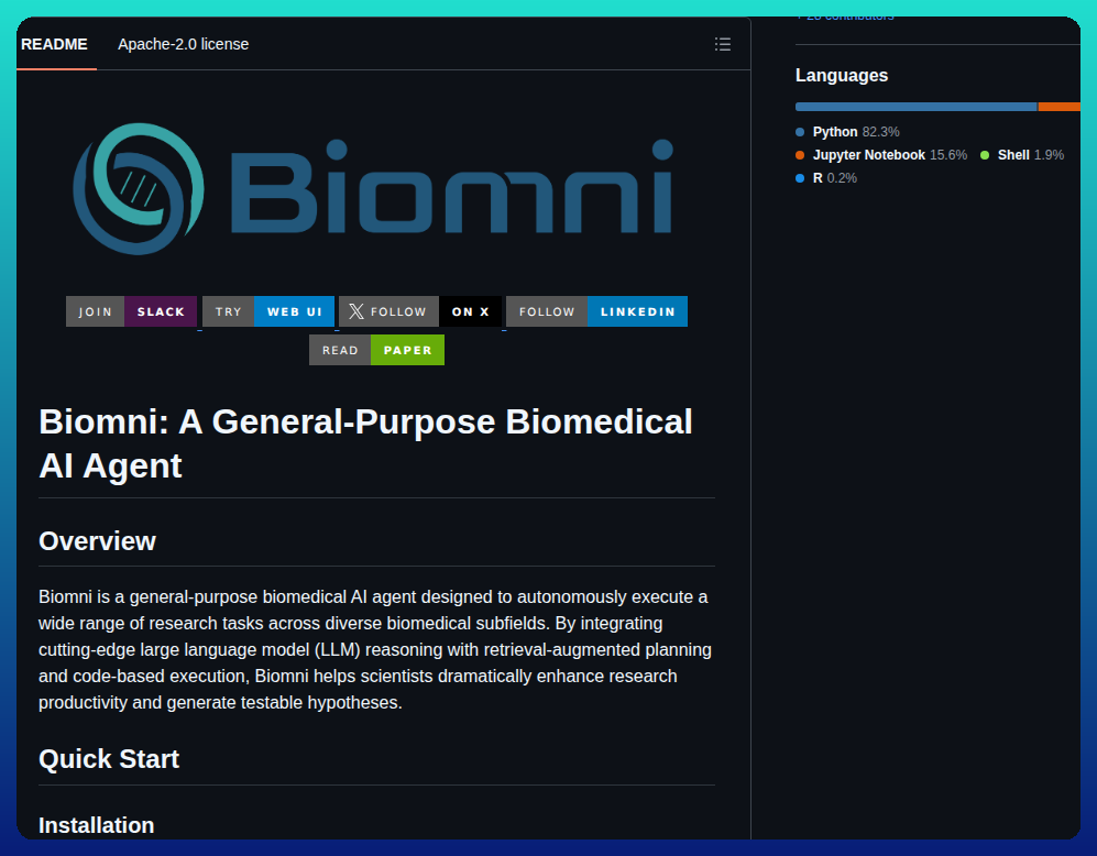 Snap Stanford Biomni screenshot
