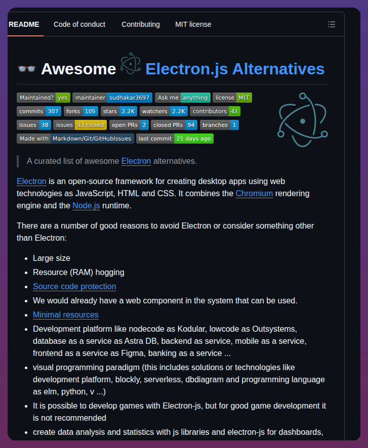 Sudhakar3697 Awesome Electron Alternatives screenshot