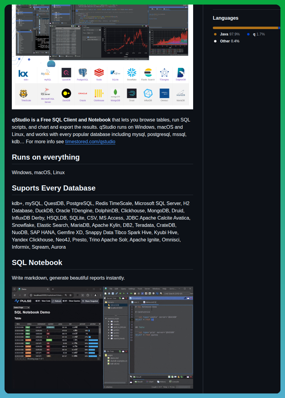 Timestored Qstudio screenshot