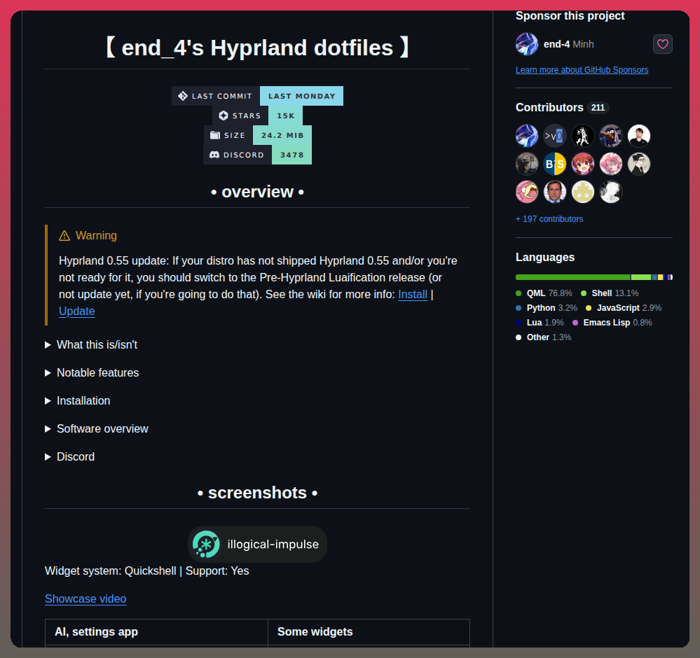 End 4 Dots Hyprland screenshot