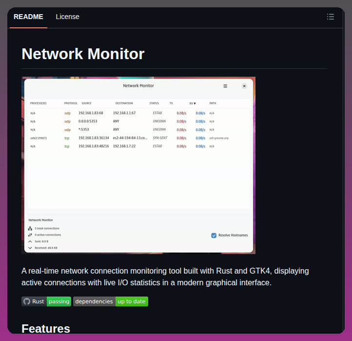 Grigio Network Monitor screenshot