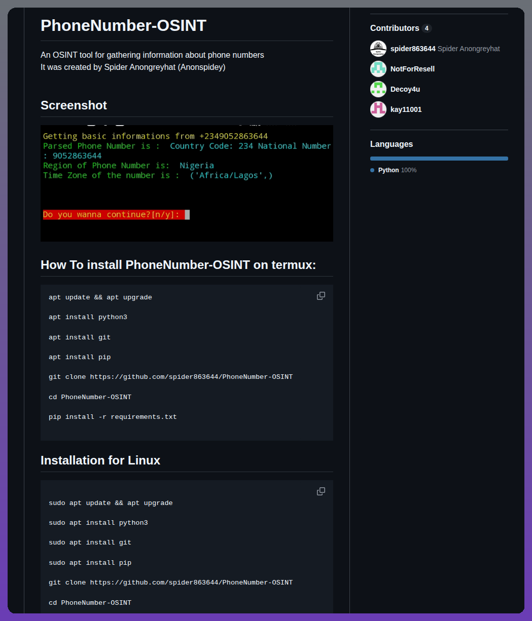 Spider863644 Phonenumber Osint screenshot