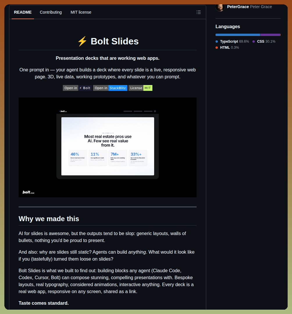 Stackblitz Bolt Slides screenshot