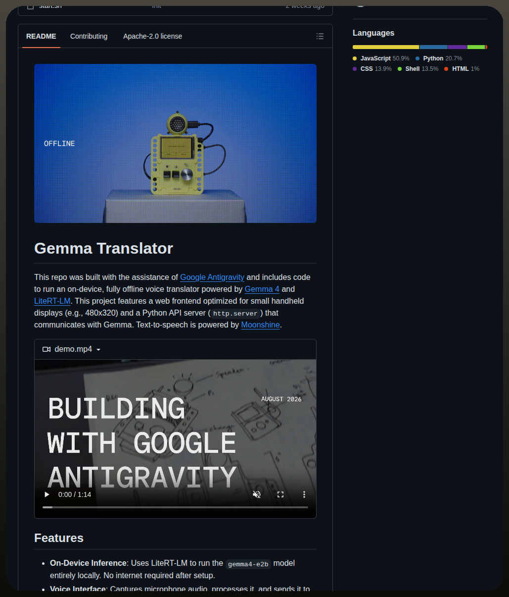 Google Gemma Gemma Translator screenshot
