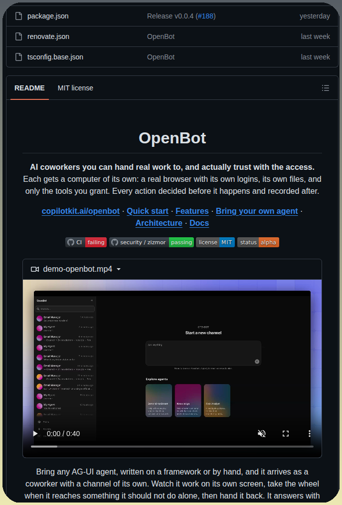 Copilotkit Openbot screenshot
