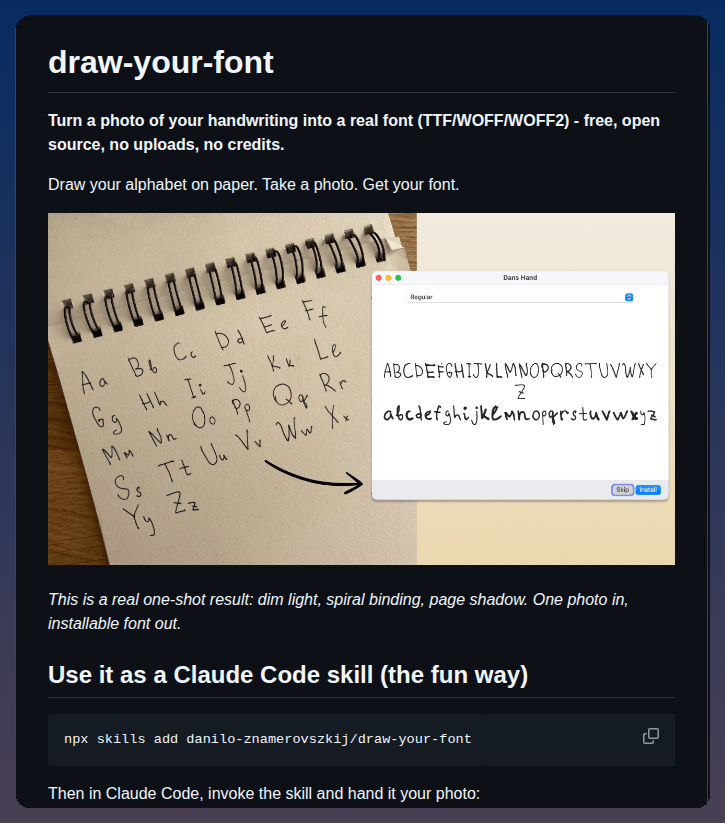 Danilo Znamerovszkij Draw Your Font screenshot