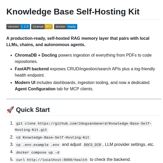 2dogsandanerd Knowledge Base Self Hosting Kit screenshot