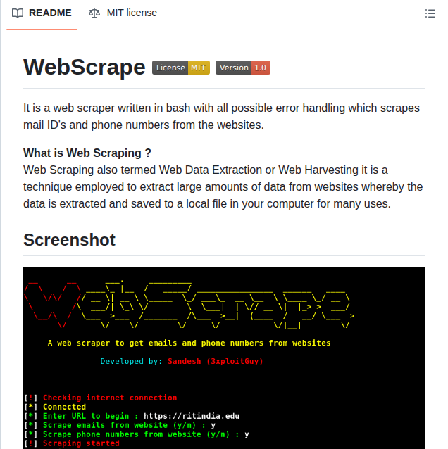 3xploitguy Webscrape screenshot