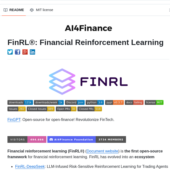 Ai4finance Foundation Finrl screenshot