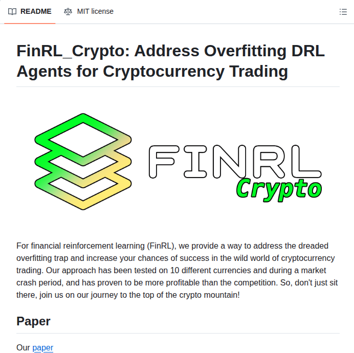 Ai4finance Foundation Finrl_crypto screenshot