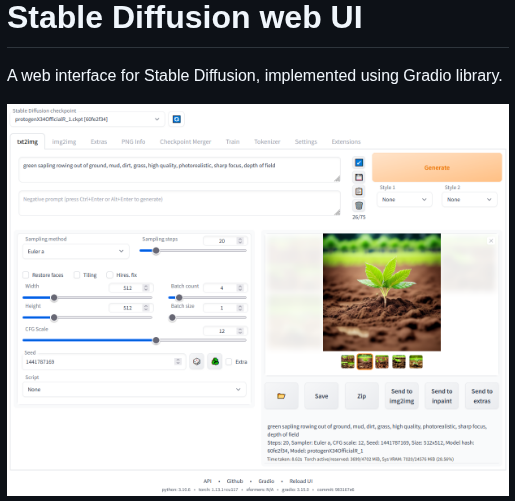 Automatic1111 Stable Diffusion Webui screenshot