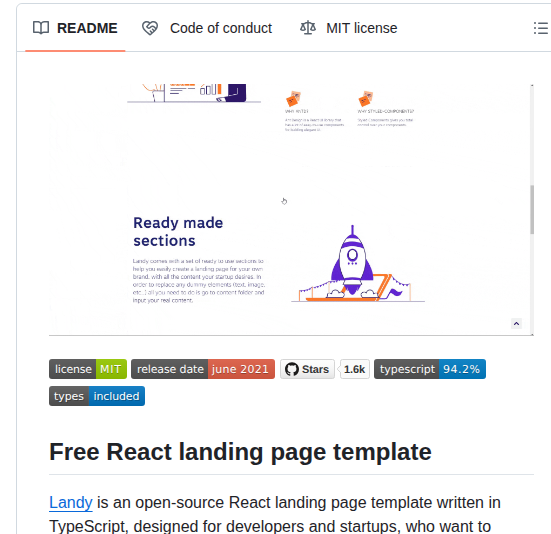 Adrinlol Landy React Template screenshot
