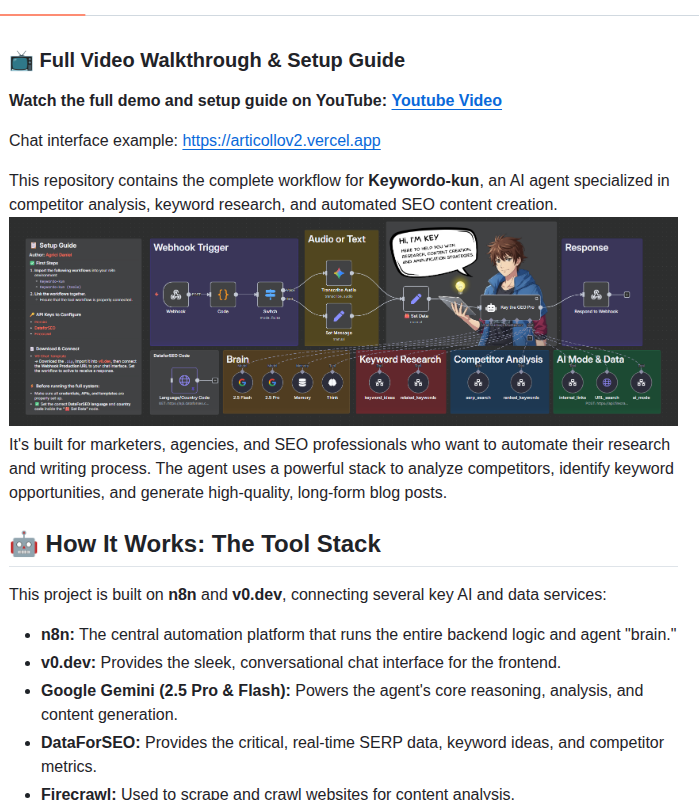 Agricidaniel Keywordo Kun Ai Seo Agent N8n Workflow screenshot