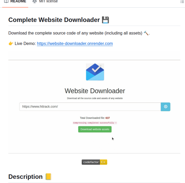 Ahmadibrahiim Website Downloader screenshot
