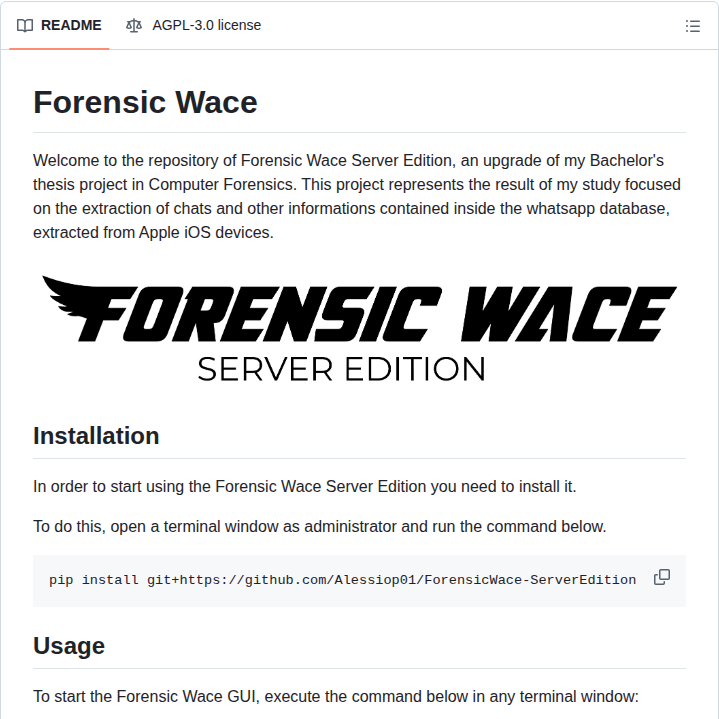 Alessiop01 Forensicwace Serveredition screenshot