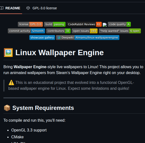 Almamu Linux Wallpaperengine screenshot