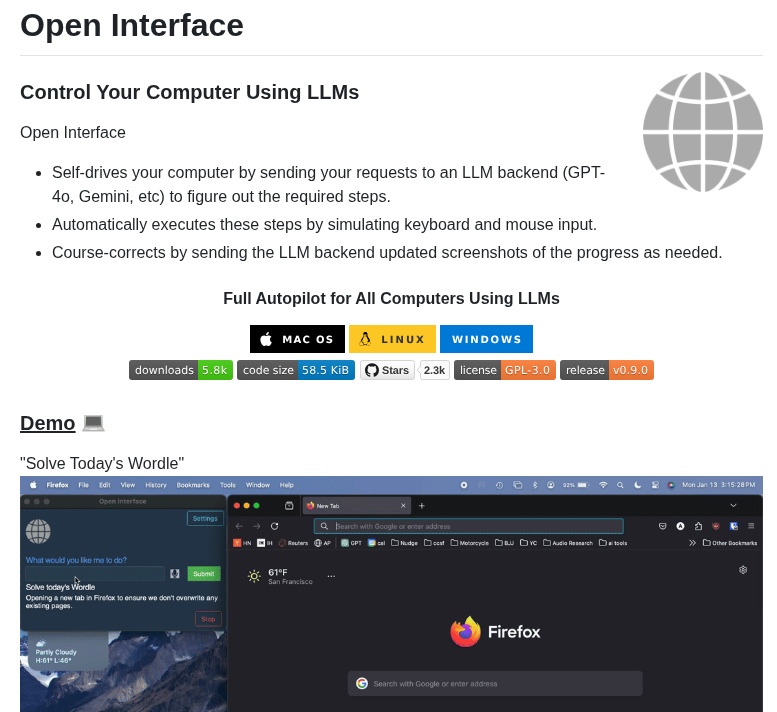 Ambersahdev Open Interface screenshot