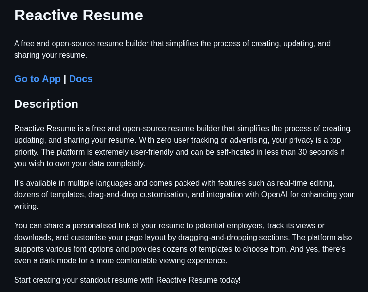 Amruthpillai Reactive Resume screenshot