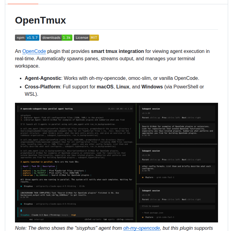 Angansamadder Opentmux screenshot