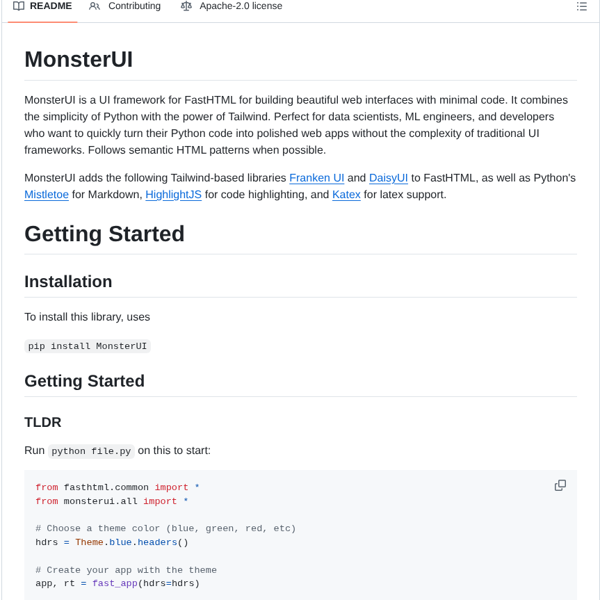 Answerdotai Monsterui screenshot