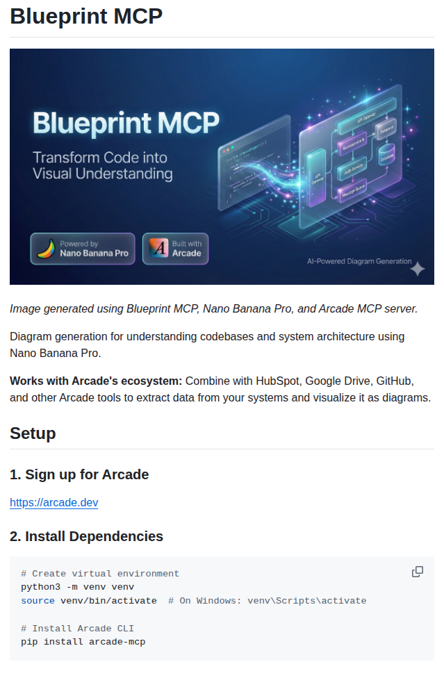 Arcadeai Blueprint Mcp screenshot