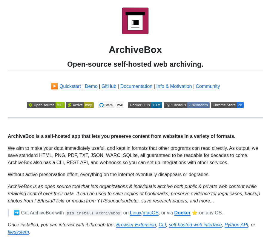 Archivebox Archivebox screenshot