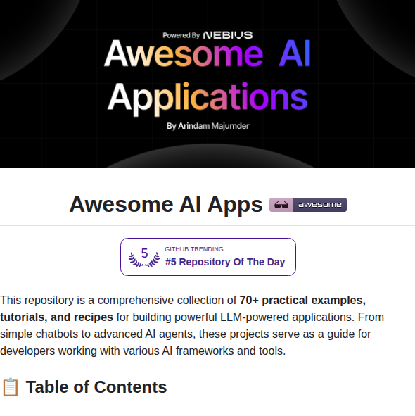 Arindam200 Awesome Ai Apps screenshot
