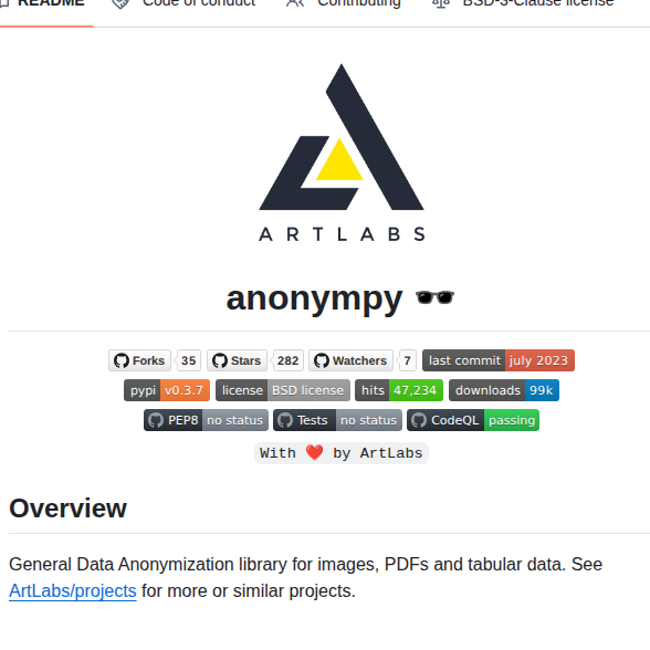 Artlabss Open Data Anonymizer screenshot