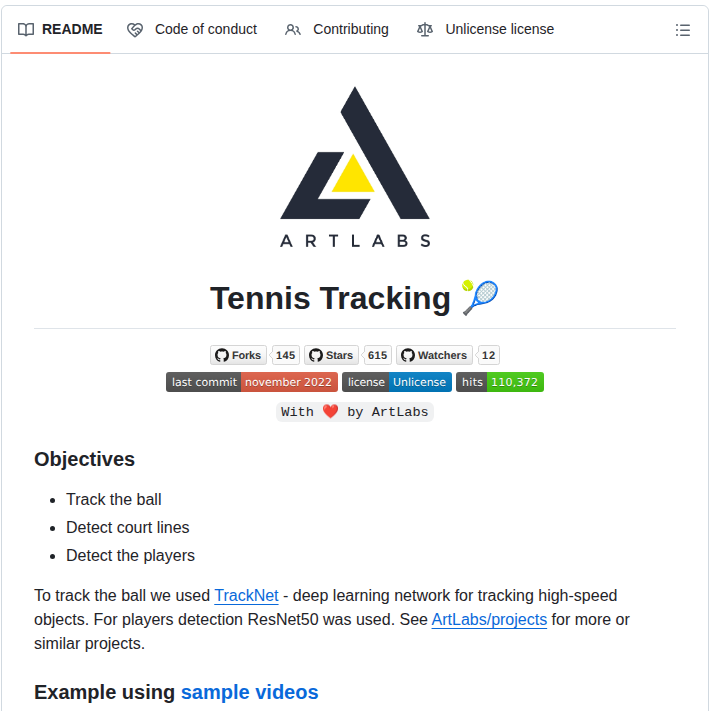Artlabss Tennis Tracking screenshot