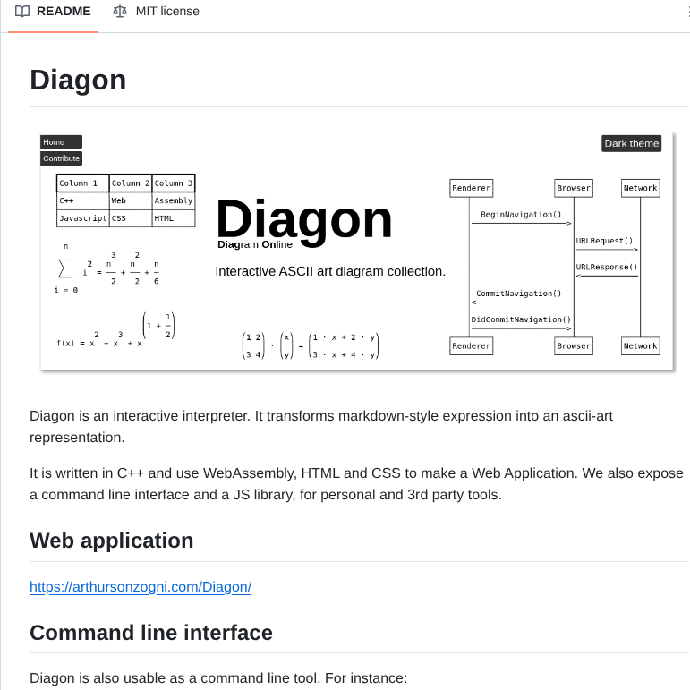 Arthursonzogni Diagon screenshot
