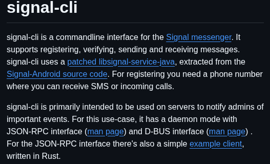 Asamk Signal Cli screenshot