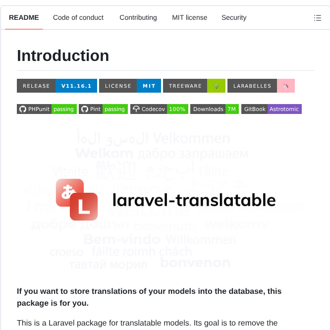 Astrotomic Laravel Translatable screenshot