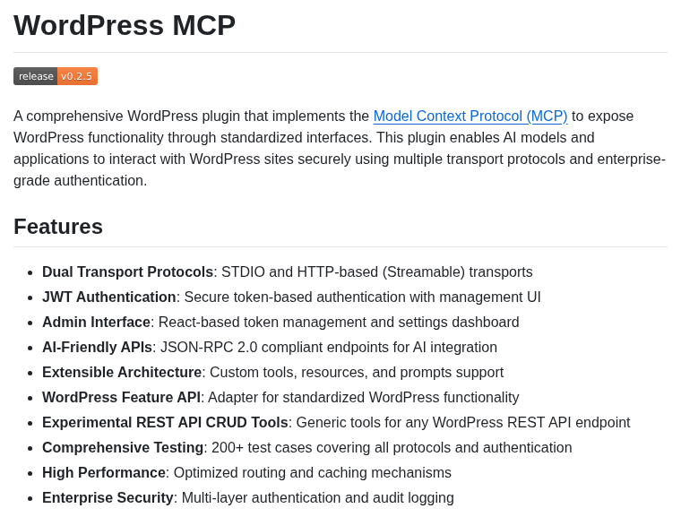 Automattic Wordpress Mcp screenshot
