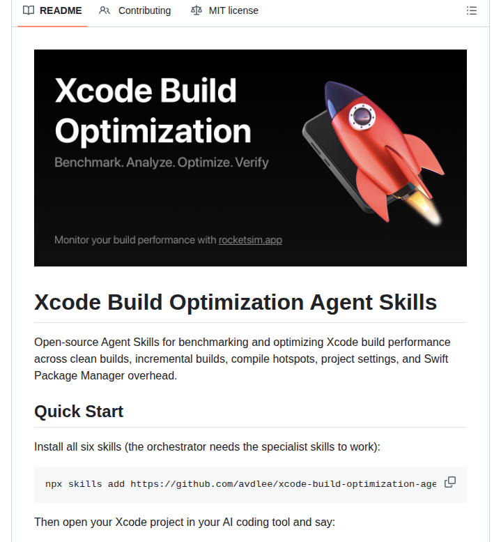 Avdlee Xcode Build Optimization Agent Skill screenshot