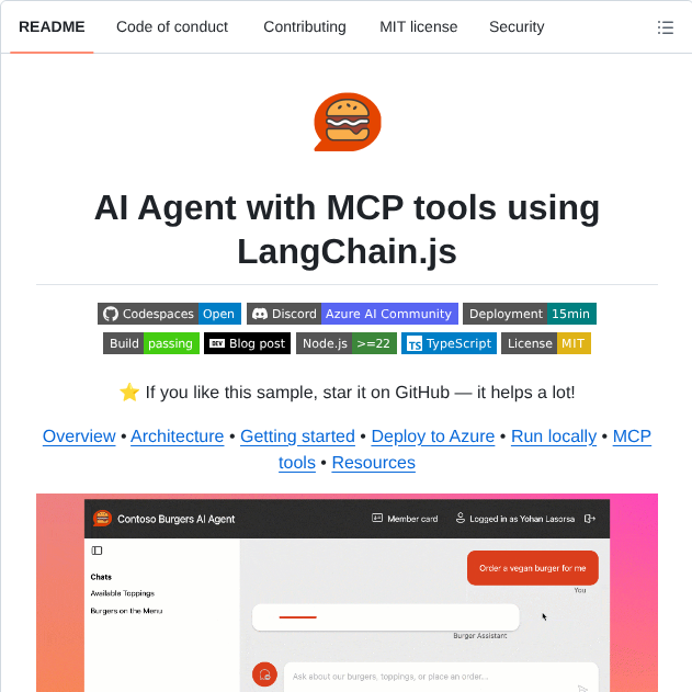 Azure Samples Mcp Agent Langchainjs screenshot