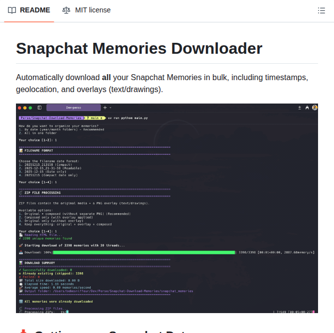 Bebesniffeur Snapchat Downloader Memories screenshot