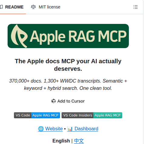 Bingowon Apple Rag Mcp screenshot
