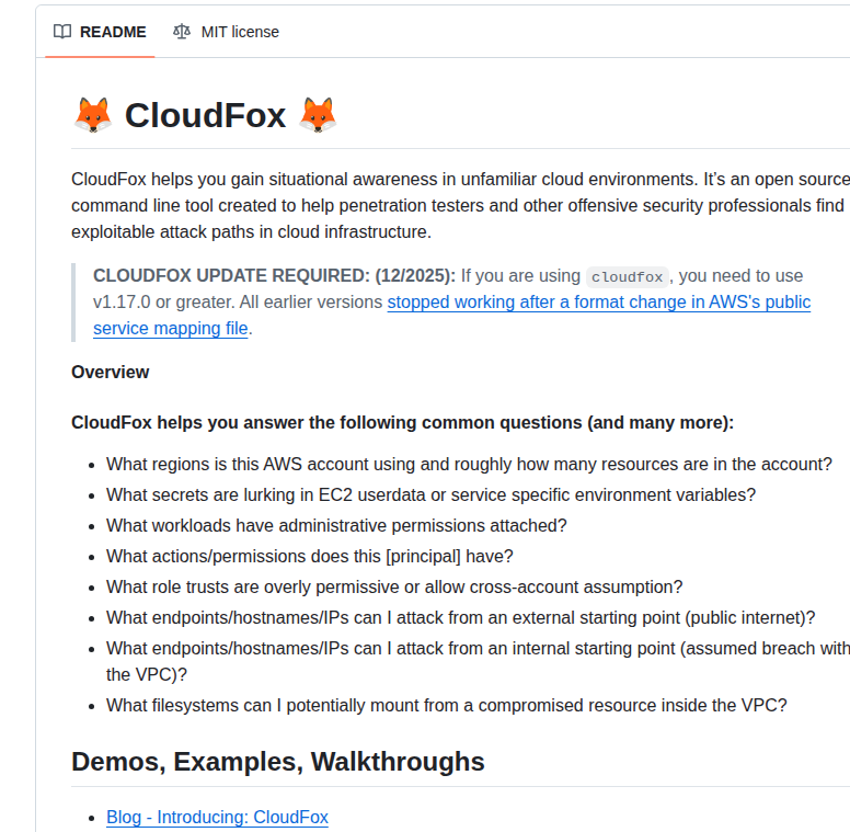 Bishopfox Cloudfox screenshot