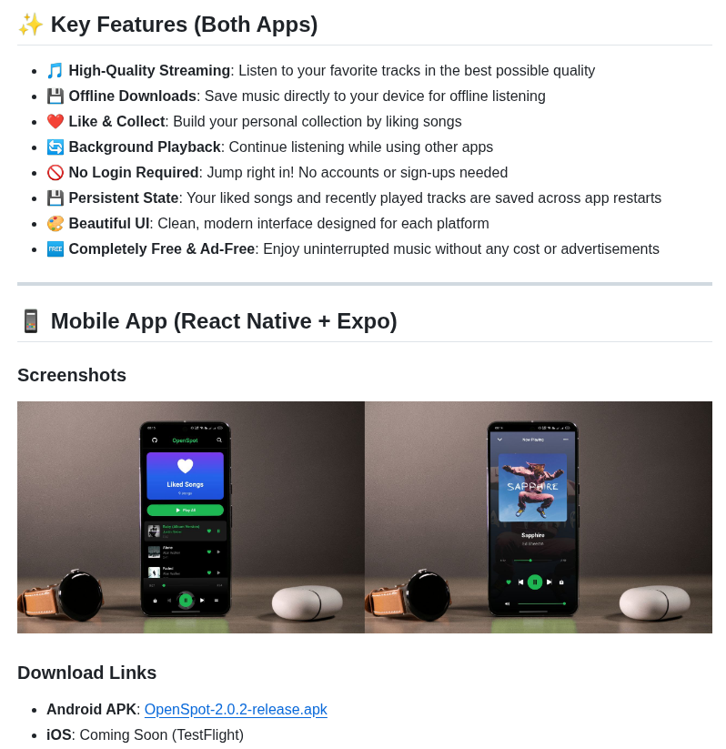 Blackhatdevx Openspot Music App screenshot