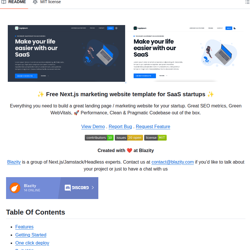 Blazity Next Saas Starter screenshot