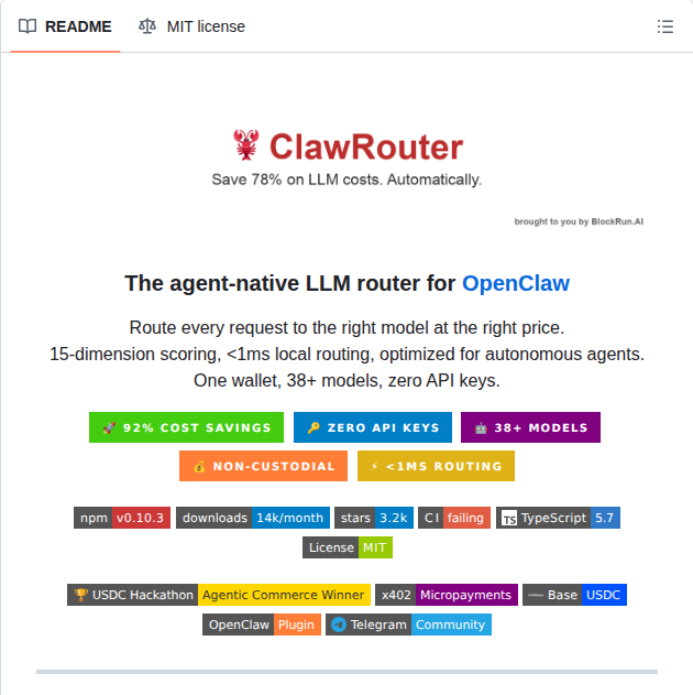 Blockrunai Clawrouter screenshot