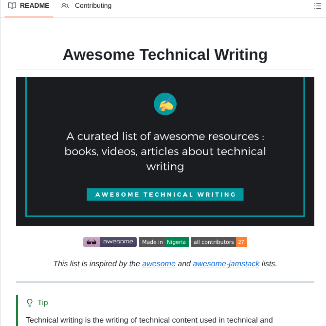 Bolajiayodeji Awesome Technical Writing screenshot
